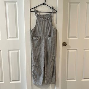 Tie Strap Linen Overalls